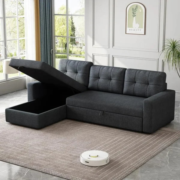 Living Room Sofas Living Room Convertible Sofa Bed With 3 Cushions and Breathable Fabric for Apartments Offices Furniture Home - Image 8