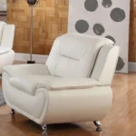 Modern Compact 1-Seat Sofa in White Faux Leather: Easy-Clean, Sturdy & Space-Saver for Small Rooms