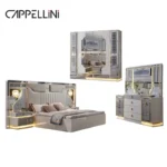 Modern Luxury Bedroom Furniture Bedroom Suit Bed White Leather Bed Home Furniture Bedroom Set Standard Size