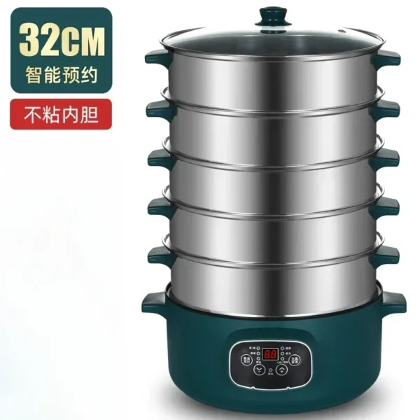 3/4/5 layer electric steamer multifunctional household large-capacity appointment timing multi-layer steamed bun steamer 220V - Image 16