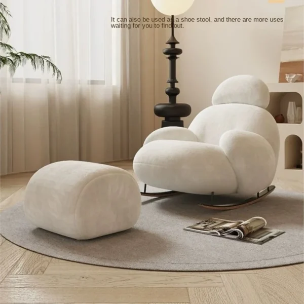 Nordic Cute Sofa Single Chair Net Rocking Chair Cream Lazy Simple Balcony Pedal Bedroom Living Room Sofas Home Furniture Couch - Image 6