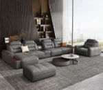 Premium Italian Genuine Leather Sectional Sofa Sets Couch Sofas with USB and Bluetooth Speaker - MANBAS Living Room Furniture