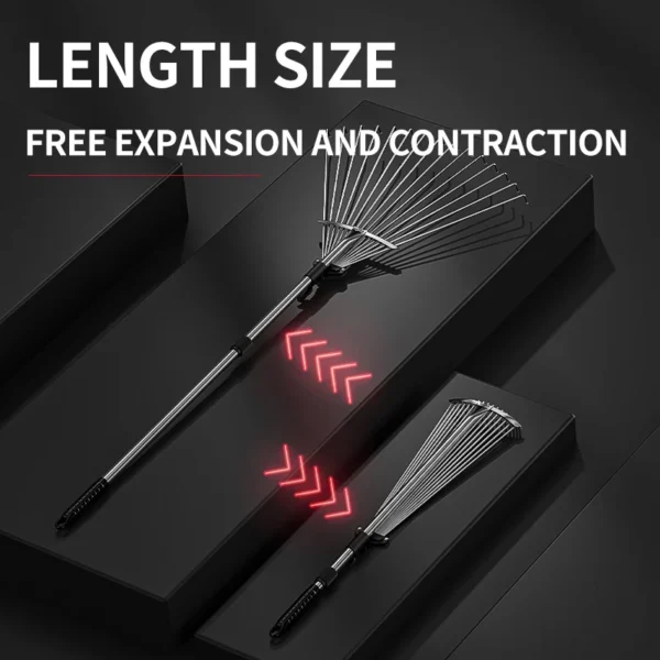 Garden Retractable Rake Stainless Steel Big Size Flower Potted Plant Outdoor Planting Home Garden Forest Tools Long Handle