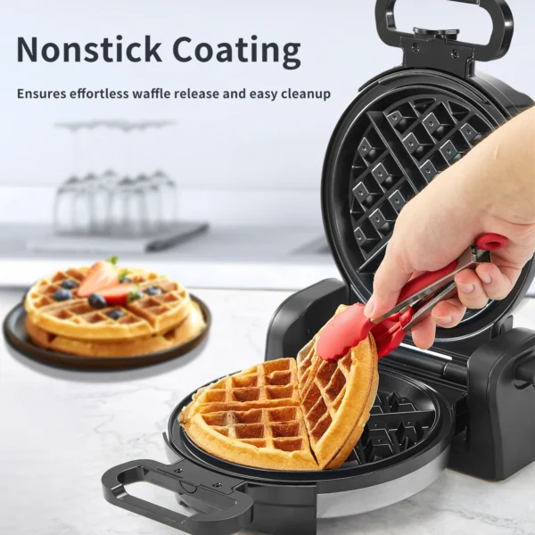 Belgian Waffle Maker, Classic Rotating Waffle Iron with Nonstick Plates, Removable Drip Tray and Cool Touch Handles, Double Flip - Image 5