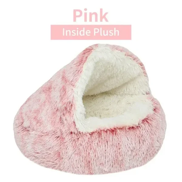 Soft Plush Pet Bed with Cover Round Cat Bed Pet Mattress Warm Cat Dog 2 in 1 Sleeping Nest Cave for Small Dogs - Image 8