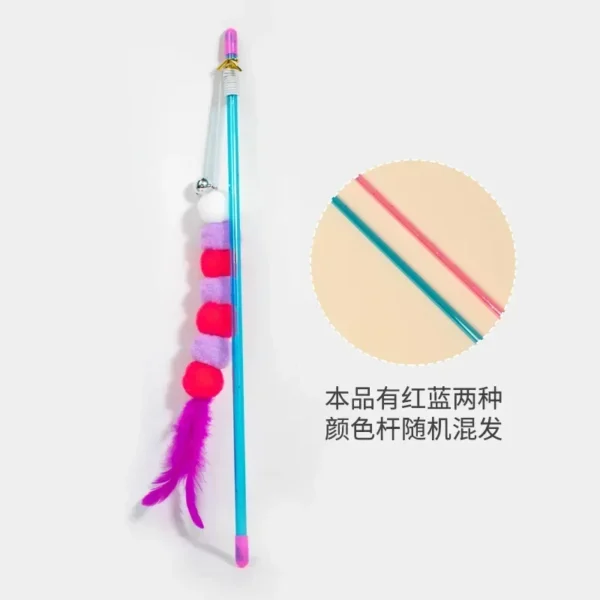 Funny Kitten Cat Teaser Interactive Toy Rod with Bell and Feather Toys for Cats Teaser Interactive Toy Rod Pet Cats Toys Stick - Image 5