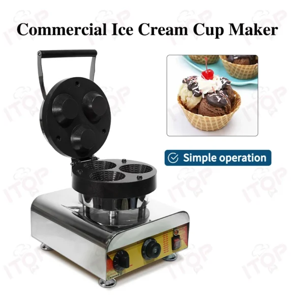 Ice Cream Waffle Machine Bowl Shape Waffle Machine Ice Cream Container Maker 3 pcs Ice Cream Cone Bowl Machine