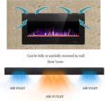 36 inch Recessed and Wall Mounted Electric Fireplace, Ultra Thin ad Low Noise, Fit for 2 x 4 and 2 x 6 Stud, Remote Co