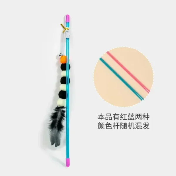 Funny Kitten Cat Teaser Interactive Toy Rod with Bell and Feather Toys for Cats Teaser Interactive Toy Rod Pet Cats Toys Stick - Image 6