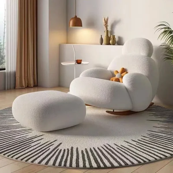 Nordic Cute Sofa Single Chair Net Rocking Chair Cream Lazy Simple Balcony Pedal Bedroom Living Room Sofas Home Furniture Couch