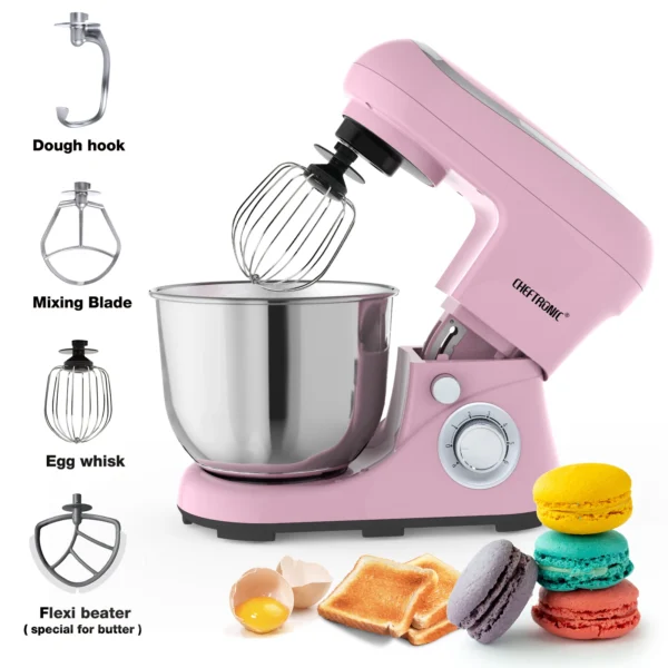 1pc Cheftronic Stand Mixer, 5L Tilt-Head Electric Household - 1300W 6+P electric blender, Food Beater And Butter Beater, UK Plug