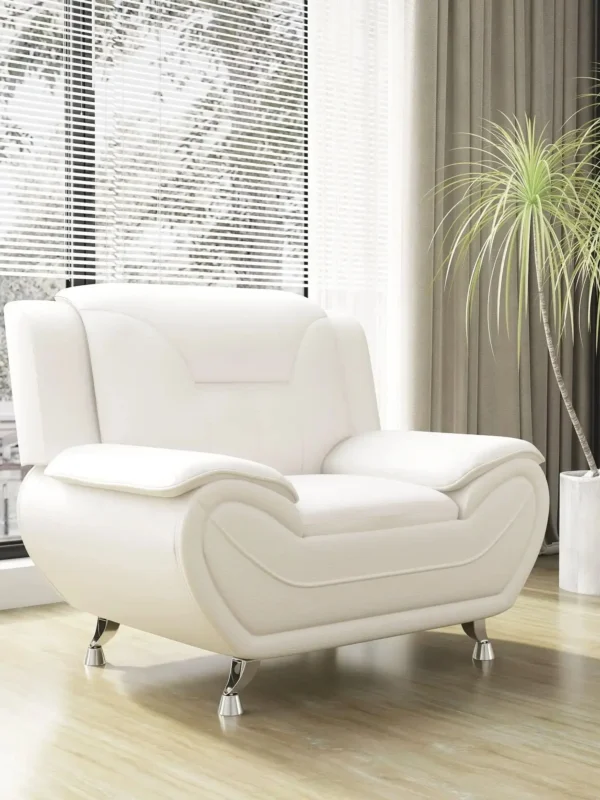 Modern Compact 1-Seat Sofa in White Faux Leather: Easy-Clean, Sturdy & Space-Saver for Small Rooms