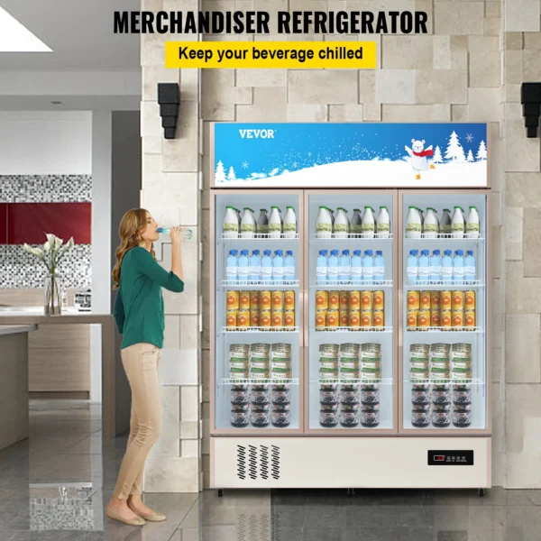 VEVOR Commercial Refrigerator,Display Fridge Upright Beverage Cooler, Glass Door with LED Light for Home, Store, Gym or Office - Image 2