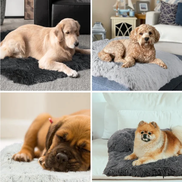 Cushion Pet Product Long Plush Dog Bed Warm Plush Cat House Big Size Square Soft Dog Beds For Large Dogs Puppy Bed House Nest  ﻿