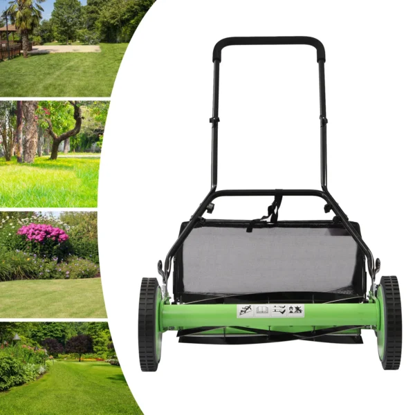 Reel Mower Walk-behind Lawn Mower with Grass Catcher for Lawn Mowing in Villas and Parks - Image 3