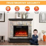 36" Electric Fireplace, TV Stand Freestanding Heater with Remote Control Timer LED Flame, 23 Inch Electric Fireplace Insert