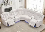 Power Recliner Sectional Sofa Couches with Bass Speakers for Living Room,Leather Reclining Corner Sectionals Sofa Couch Sets wit