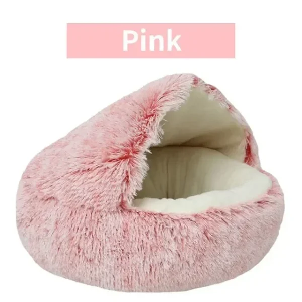 Soft Plush Pet Bed with Cover Round Cat Bed Pet Mattress Warm Cat Dog 2 in 1 Sleeping Nest Cave for Small Dogs - Image 7