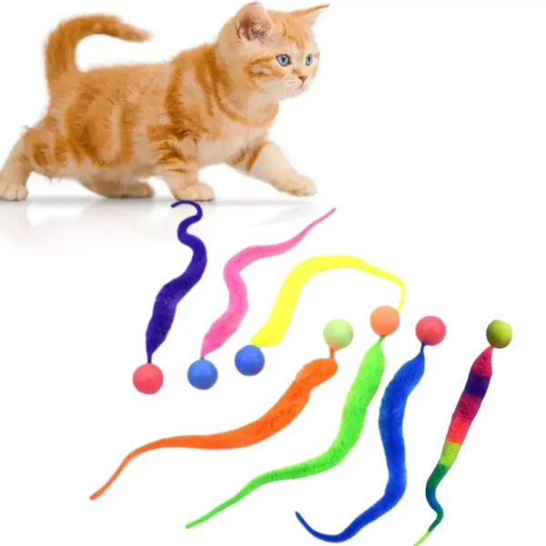 Kitten Interactive Toys Tickle Cat Colorful Bouncing Pet Toys Teasing Playing Plush Cat Ball Indoor Kitten Bite With Ball T M5T1 - Image 4