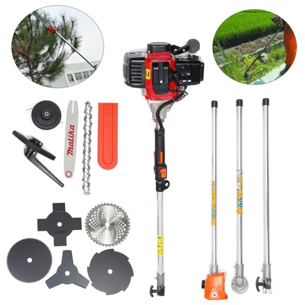 52cc 2-Stroke Hedge Strimmer Gasoline Brush Cutter Grass Wacker Weed Eater Lawn Mower Yard Pruner 10 in 1 - Image 3