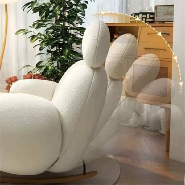 Nordic Cute Sofa Single Chair Net Rocking Chair Cream Lazy Simple Balcony Pedal Bedroom Living Room Sofas Home Furniture Couch - Image 2