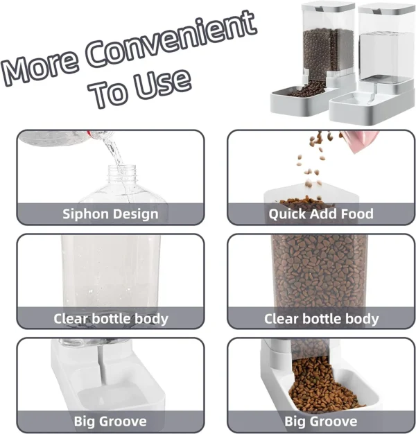 Dog Feeder Cat Water Dispenser Automatic Cat Feeder and Cat Water Dispenser Gravity Cat Feeder Food Storage Dispenser Container - Image 3