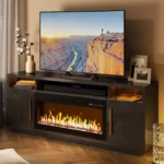 Fireplace TV Stand for TVs Up to 75", LED Light Entertainment Center with 36" Electric Fireplace Heater