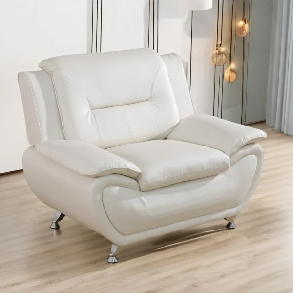 Modern Compact 1-Seat Sofa in White Faux Leather: Easy-Clean, Sturdy & Space-Saver for Small Rooms - Image 6