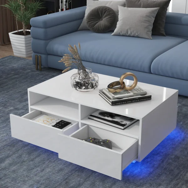 RGB LED Coffee Table High Gloss Simple Design Side Table for Living Room Furniture Tea Table Desks Home Storage Organzier - Image 4