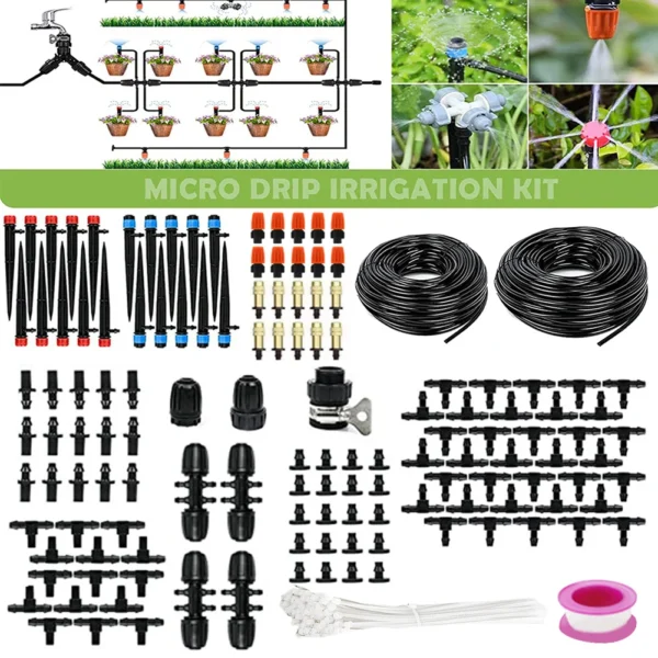 200FT Drip Irrigation System Kit with 1/2 Inch Hose 1/4 Inch Distribution Tubing Automatic Garden Watering Misting System - Image 6