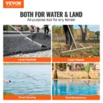 VEVOR Landscape Rake 36" Head Aluminum Landscape Rake Lake Weed Rake with 75" Long Handle for Lawn Care Weeding Lake Garden