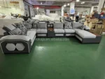 Luxury Multifunctional U-Shaped Sofa Set Fabric Corner Sofa With Usb Speaker Modern Design Living Room Furniture 7 Seater Sofa