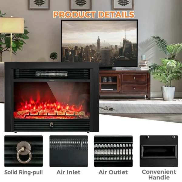 28.5" Electric Fireplace Insert, Wall Recessed/Mounted, Freestanding Fireplace with Remote Control, 2 Modes Heat - Image 2