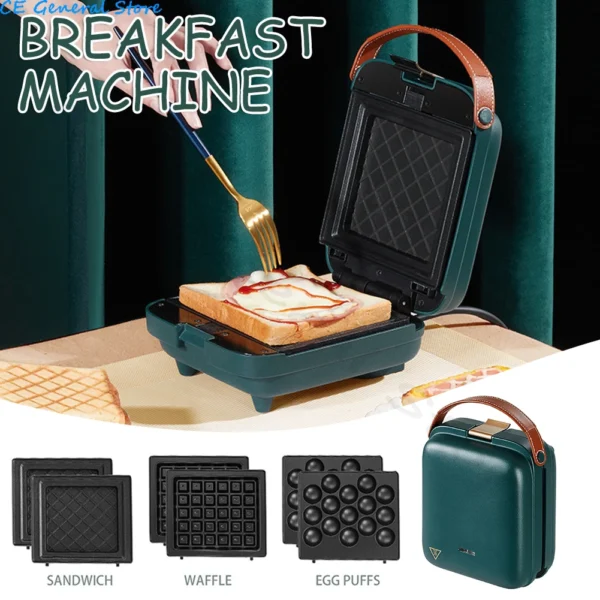 600W Electric Double Layer Heating Sandwich Maker and Waffle Maker Mini Bread Toast Baking Machine Home Breakfast Making Machine