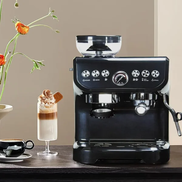 Espresso Machine 15 Bar, Coffee Maker With Milk Frother Steam Wand, Built-In Bean Grinder - Image 6