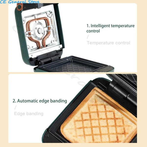 600W Electric Double Layer Heating Sandwich Maker and Waffle Maker Mini Bread Toast Baking Machine Home Breakfast Making Machine - Image 4