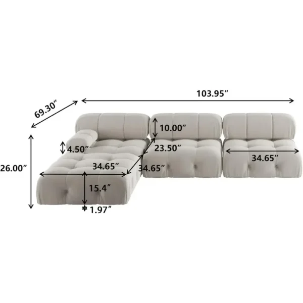 living room sofas Sectional Sofa, Modular Sectional Couch with Ottomans- L Shaped Couch for Living Room, 4 Seater Sofa Sets,104" - Image 2