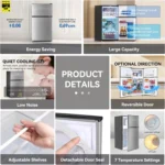 Mini Fridge with Freezer 3.5 Cu.Ft. 2 Door Refrigerator and Freezer Small Fridge for Bedroom Home Office Dorm, Small Dri
