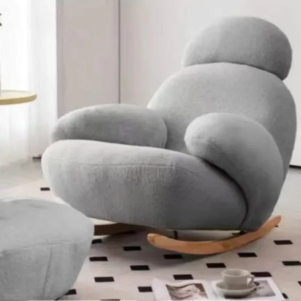 Nordic Cute Sofa Single Chair Net Rocking Chair Cream Lazy Simple Balcony Pedal Bedroom Living Room Sofas Home Furniture Couch - Image 10