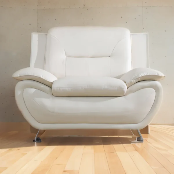 Modern Compact 1-Seat Sofa in White Faux Leather: Easy-Clean, Sturdy & Space-Saver for Small Rooms - Image 5