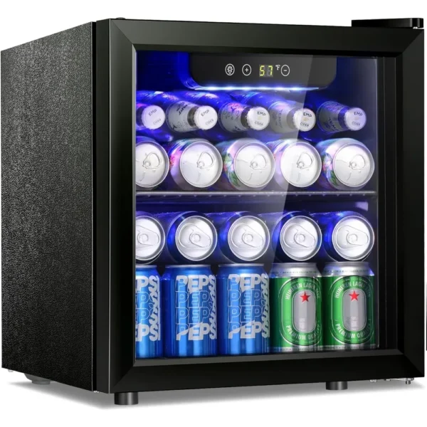 12 Bottle/48 Can Beverage Refrigerator, Wine Cooler/Cabinet, Mini Drink Fridge, Clear Front Glass Door Counter Top Red