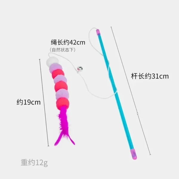 Funny Kitten Cat Teaser Interactive Toy Rod with Bell and Feather Toys for Cats Teaser Interactive Toy Rod Pet Cats Toys Stick - Image 4