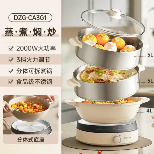 220V Bear Food Steamer Electric Steamer Multi-function Intelligent Stainless Steel Steam Cooker Electric Cooker Steamer Cooker - Image 20