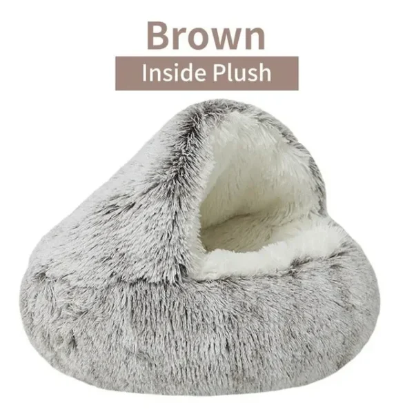 Soft Plush Pet Bed with Cover Round Cat Bed Pet Mattress Warm Cat Dog 2 in 1 Sleeping Nest Cave for Small Dogs - Image 12