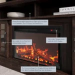 Traditional 58" Rustic TV Stand with 23" Electric Fireplace Heater with Sound, Media Entertainment Center Console Table for