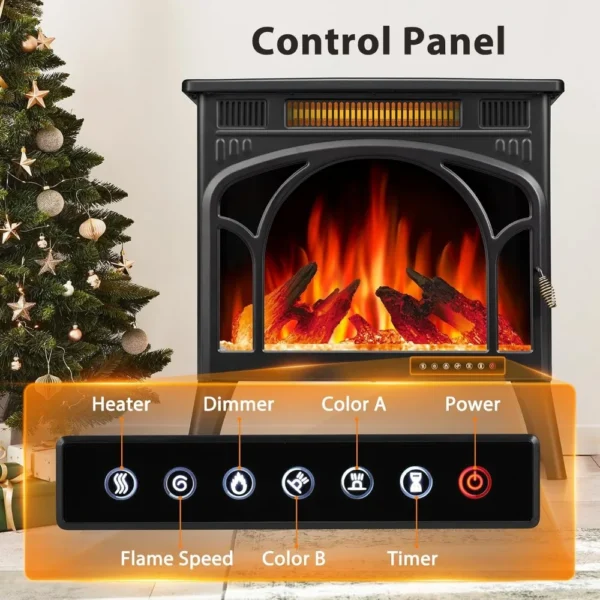 Electric Fireplace Heater Portable Electric Fireplace Stove Heater Indoor,12 Flame Colors,12 Flame Bed Colors,5 Flame Brightness - Image 6