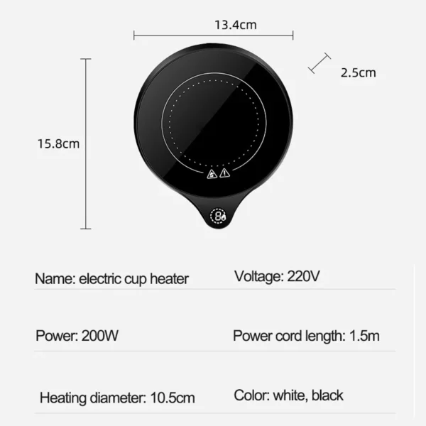 110V/220V Cup Heater 100°C Mug Warmer Hot Tea Makers Smart Warmer Coaster 5 Gear Temperature Cup Heaters Coffee Milk Heating Pad - Image 6