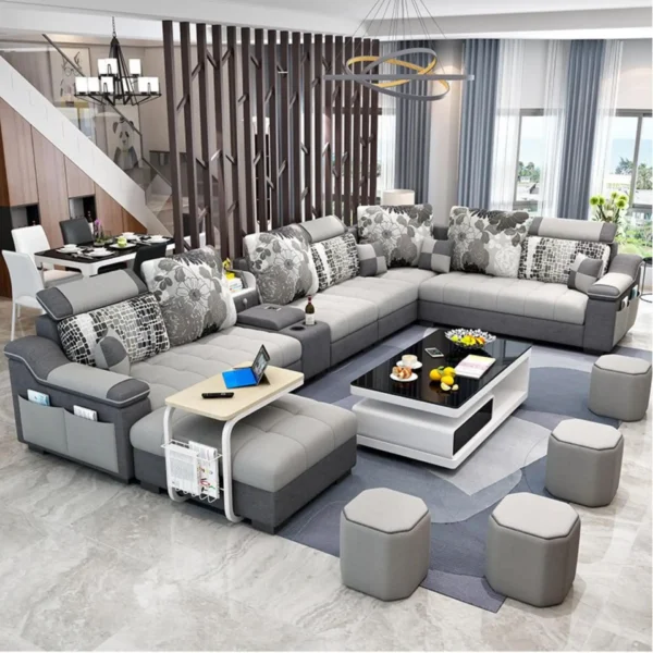 Living Room Furniture Modern Fabric Sofa European Sectional Sofa Set 1906 - Image 3