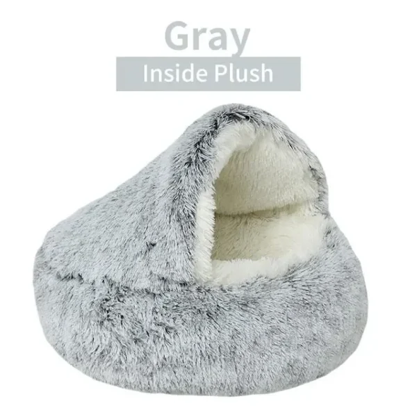 Soft Plush Pet Bed with Cover Round Cat Bed Pet Mattress Warm Cat Dog 2 in 1 Sleeping Nest Cave for Small Dogs - Image 10