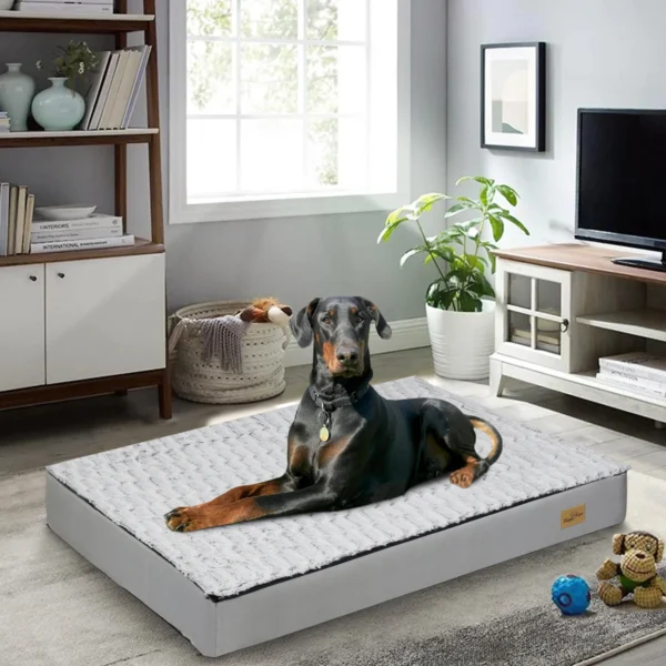 L XL 2XL 3XL Dog Bed Gray Orthopedic Pet Calming Bed Soft Sponge Foam Base Dog Crate Kennels Mat with Removable Cover